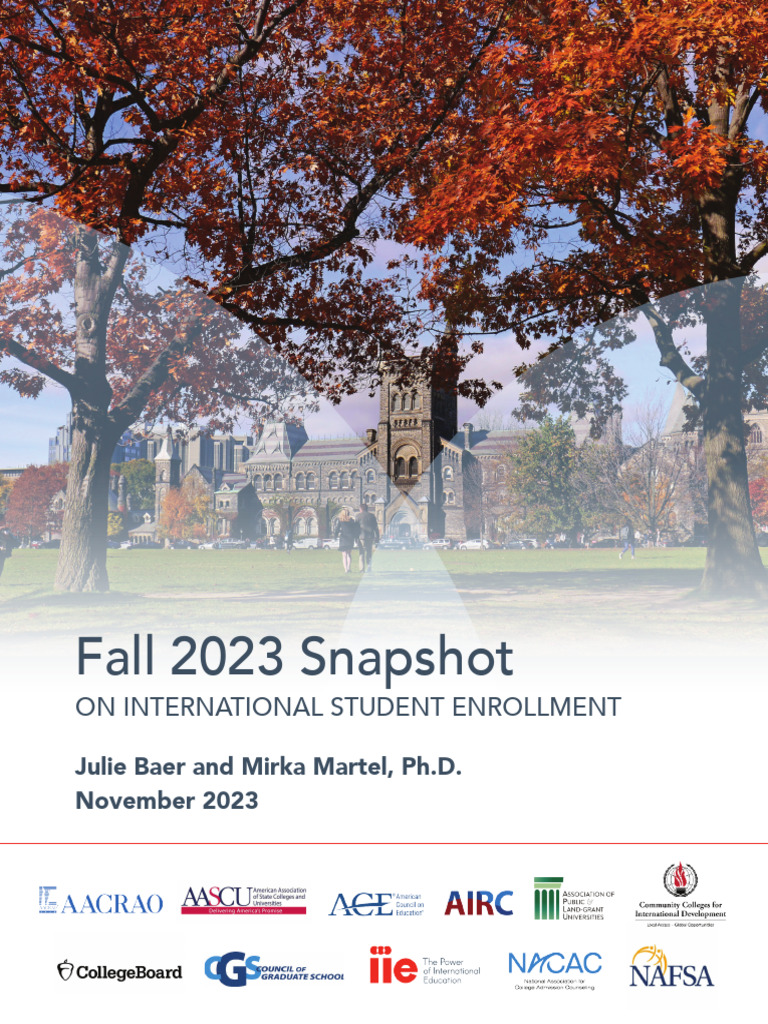 Fall 2023 Snapshot On International Student Enrollment Institute of
