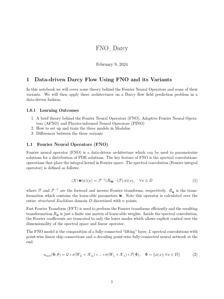 Darcy Flow Prediction with FNO Models | PDF