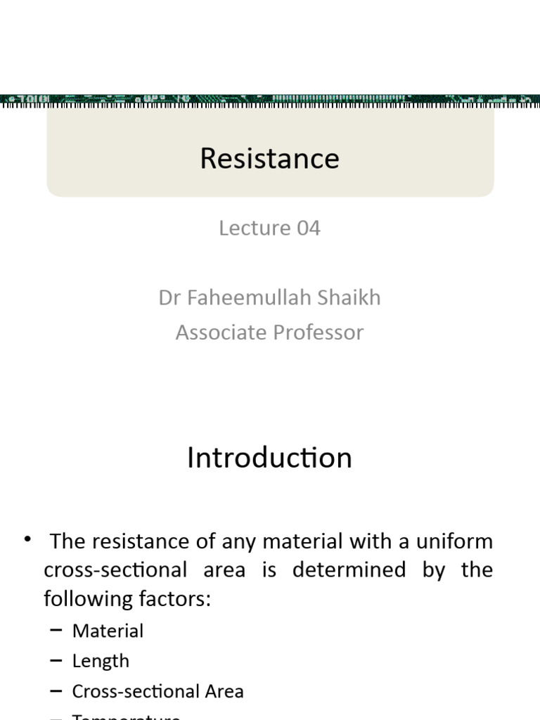 Lecture 04 | PDF | Resistor | Electrical Resistance And Conductance