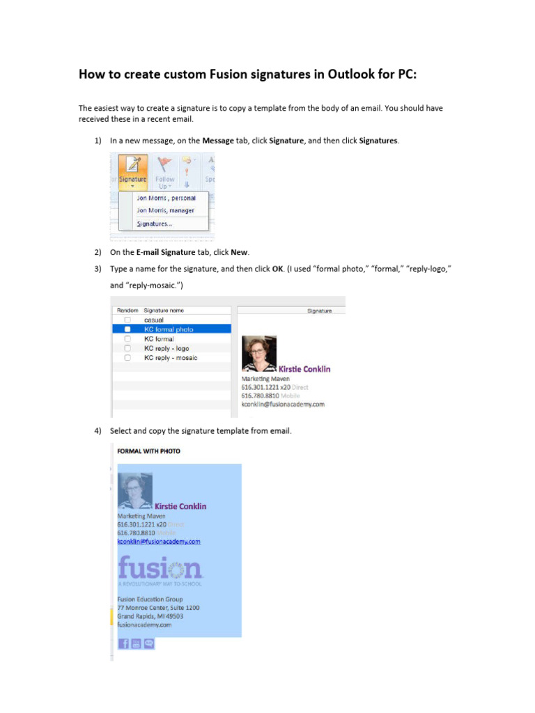 How To Email Signatures in Outlook For PC | PDF