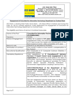 Engagement of Consultant For Information Technology Department On Contract Basis