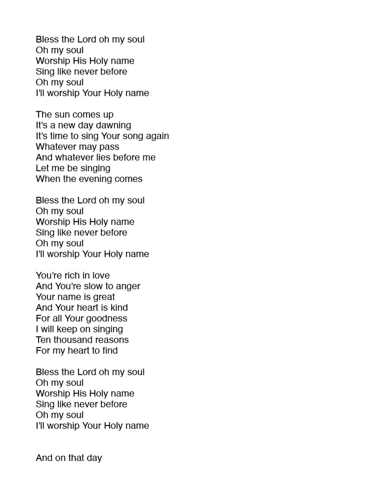 Bless the Lord Oh My Soul | PDF