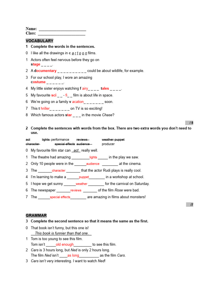 Wider World 3 Unit 4 Language Test | PDF | Movie Theater | Actor