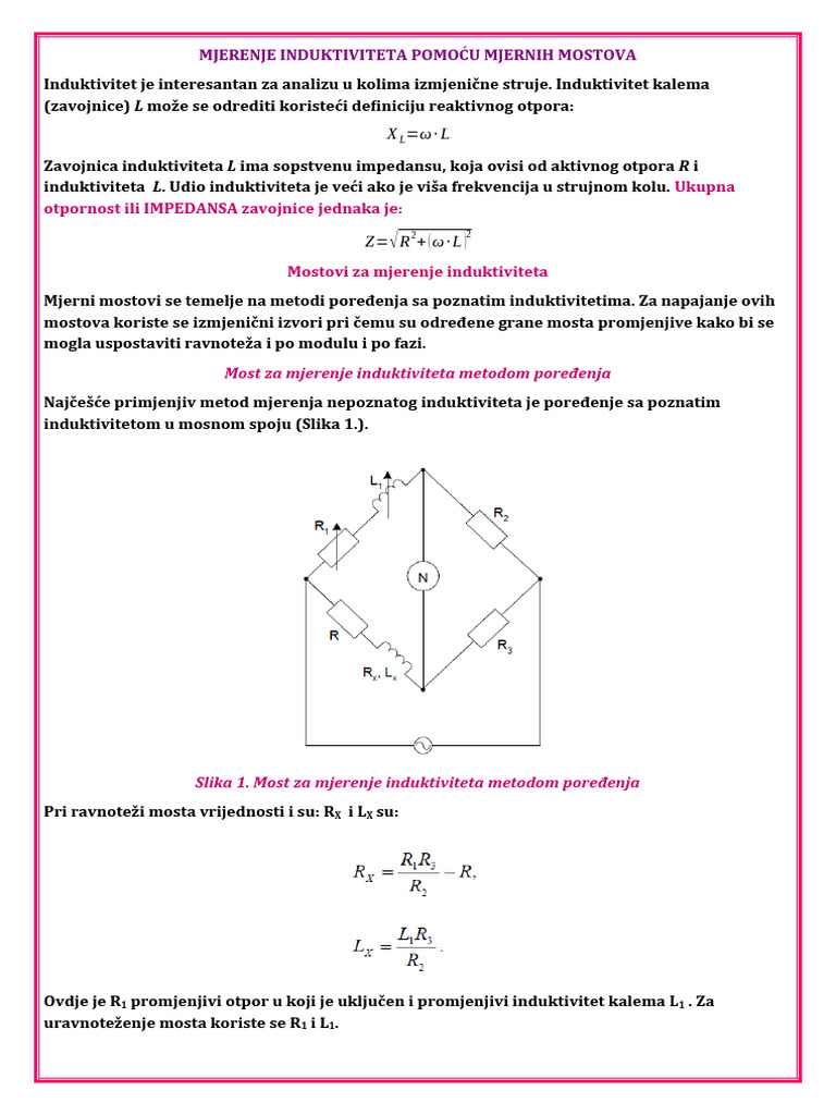 Mjerenje Induktiviteta Mostom I Rezonancijom | PDF