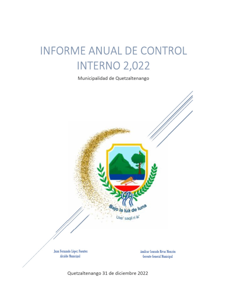 Informe Control Interno Quetzaltenango 2022 | PDF | Responsabilidad ...