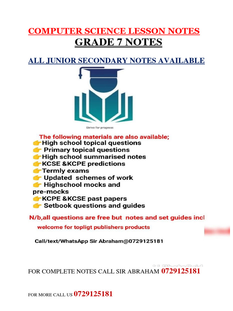 Computer Science Grade 7 Term 1 Notes Pdf Information Computer