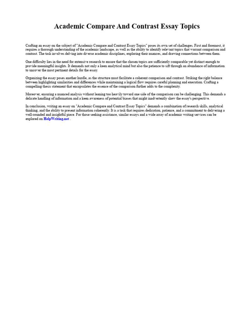 Academic Compare and Contrast Essay Topics Download Free PDF Human Factors And Ergonomics