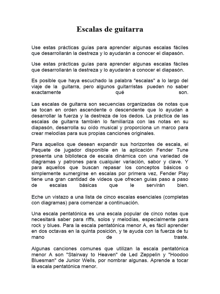 Escalas Básicas de Guitarra en PDF | PDF | Escala (música) | Guitarras