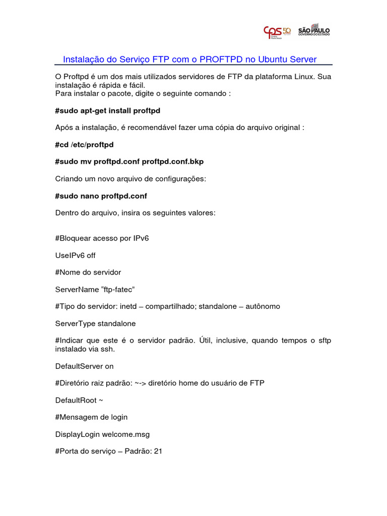 Configuração do UFW para FTP no Ubuntu | PDF | Protocolo de ...