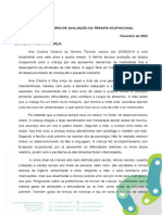 RELATÓRIO DE AVALIAÇÃO DA TERAPIA OCUPACIONAL - PDF Download grátis