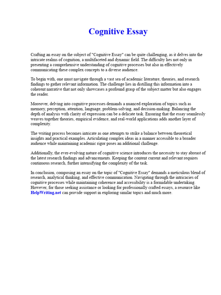 Cognitive Essay Pdf Gospel Of Matthew