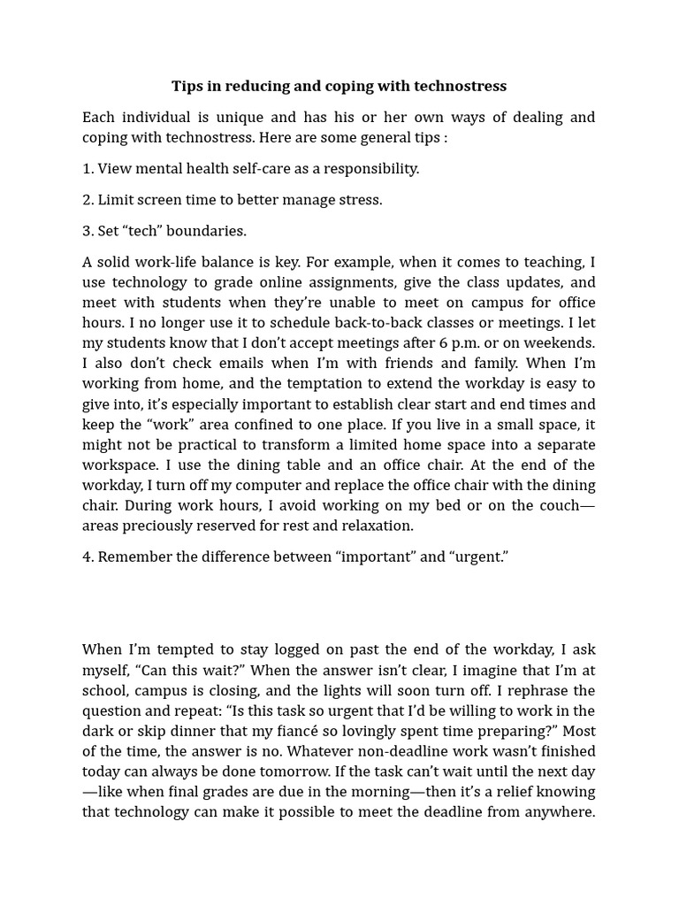 Fresh Look at Tips In Reducing And Coping With Technostress
