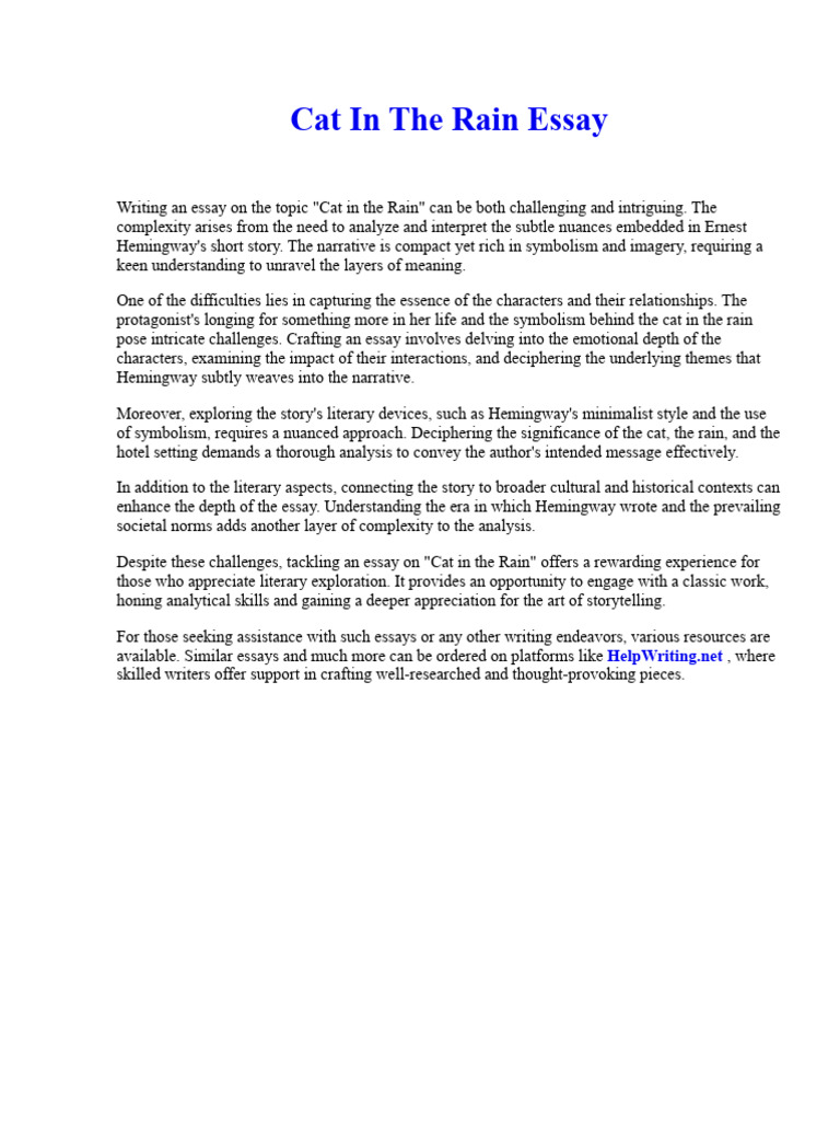 Cat in The Rain Essay PDF Dna Repair Argument