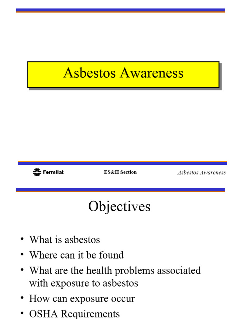 Asbestos Awareness Es H Rev4 1 Pdf Asbestos Materials