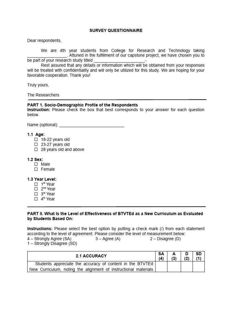 Sample Template of Questionnaire | PDF | Salary | Business