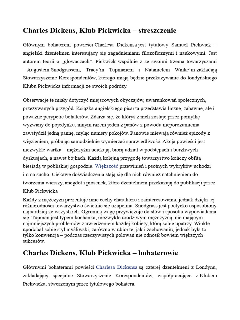 Klub Pickwicka PDF