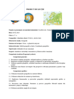 Proiect de Lecție Ciocîltei Elena-Daniela. Globul Și Harta. Coordonatele Geografice