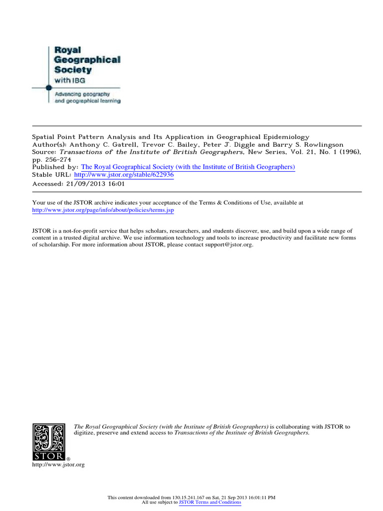 Spatial Point Pattern Analysis in Epidemiology | PDF | Geography ...