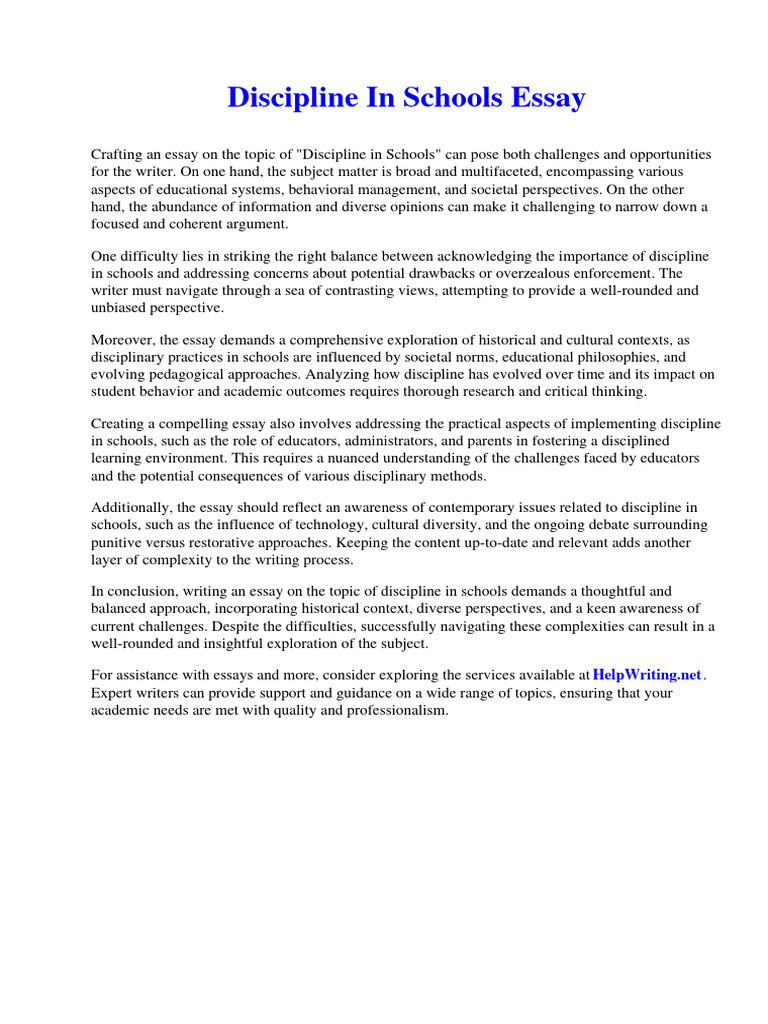 Discipline in Schools Essay | PDF | Bonds (Finance) | Interest