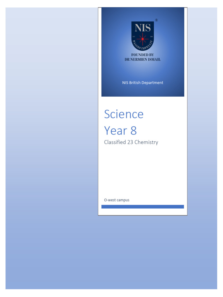 Year 8 Chemistry Classified Papers | PDF | Chemistry | Physical Sciences