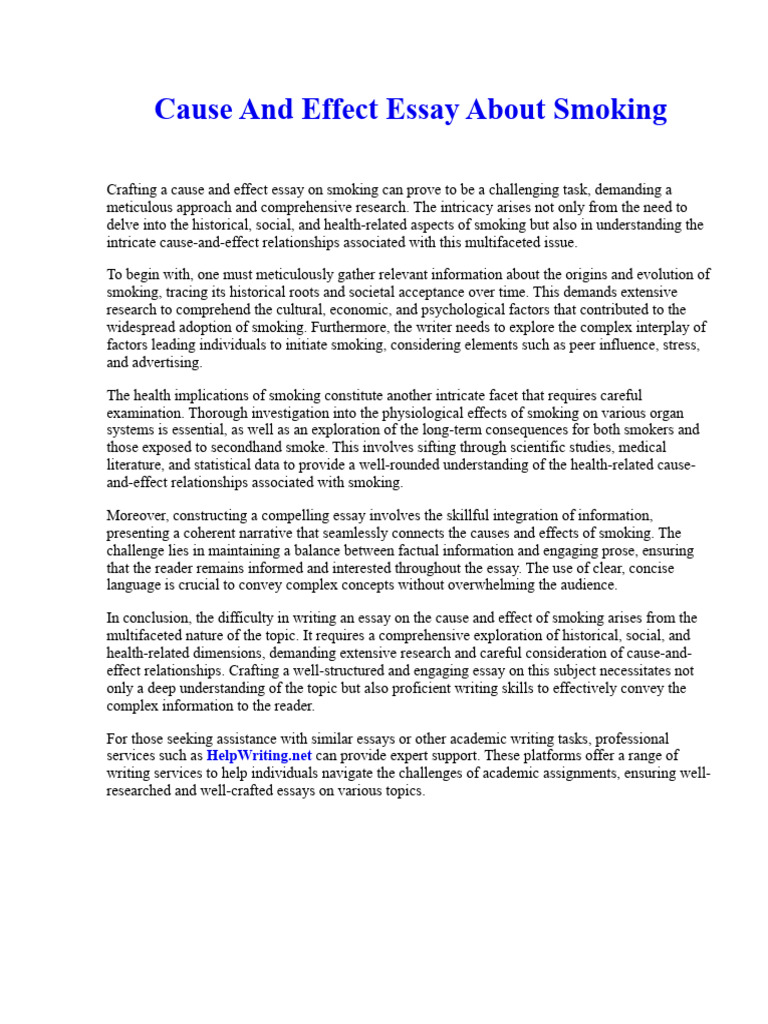 Cause and Effect Essay About Smoking | PDF | Smoking | Essays