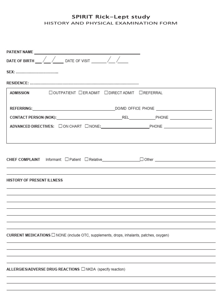 Study history and examination form pdf clinical medicine epidemiology