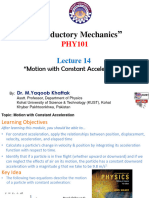 FACULTY166 - PHY101 - KUST20202-L14-V1-Motion With Constant Acceleration