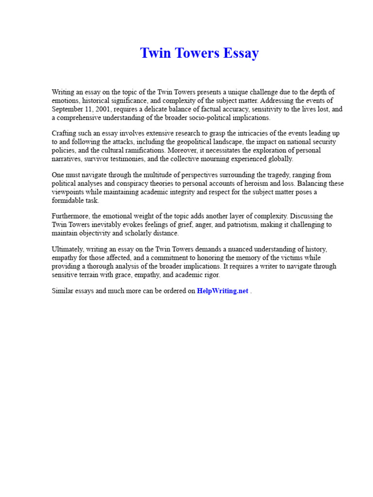 Twin Towers Essay PDF Essays Empathy