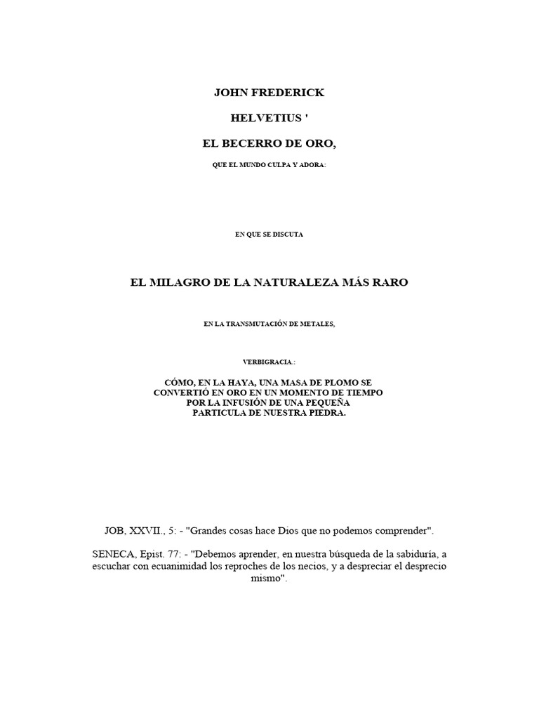 Helvetius El Becerro De Oro Pdf Alquimia Verdad