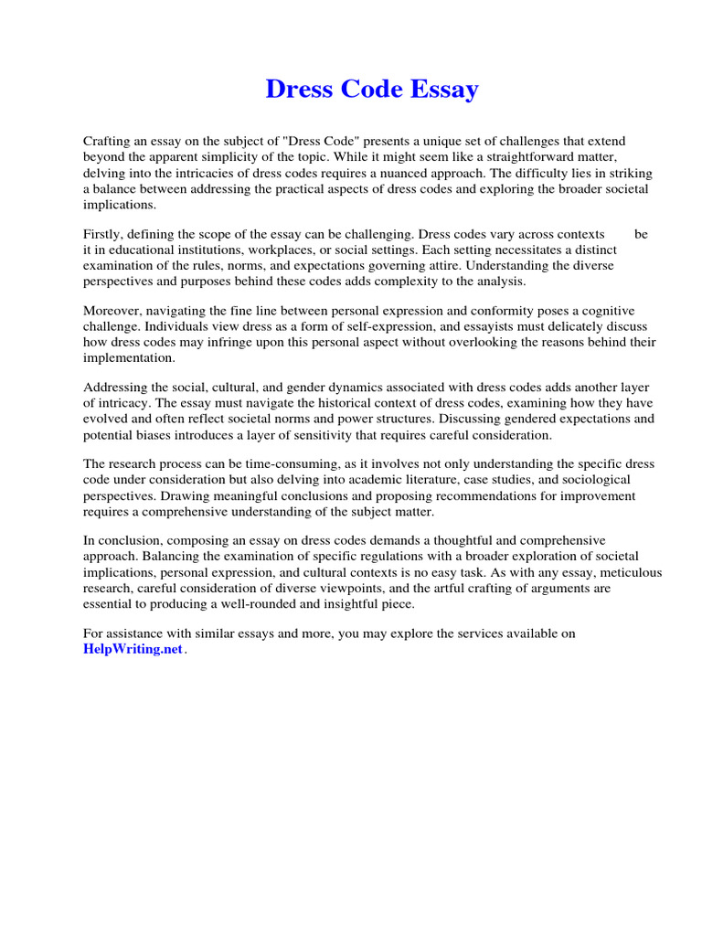 Dress Code Essay PDF Essays Sociology