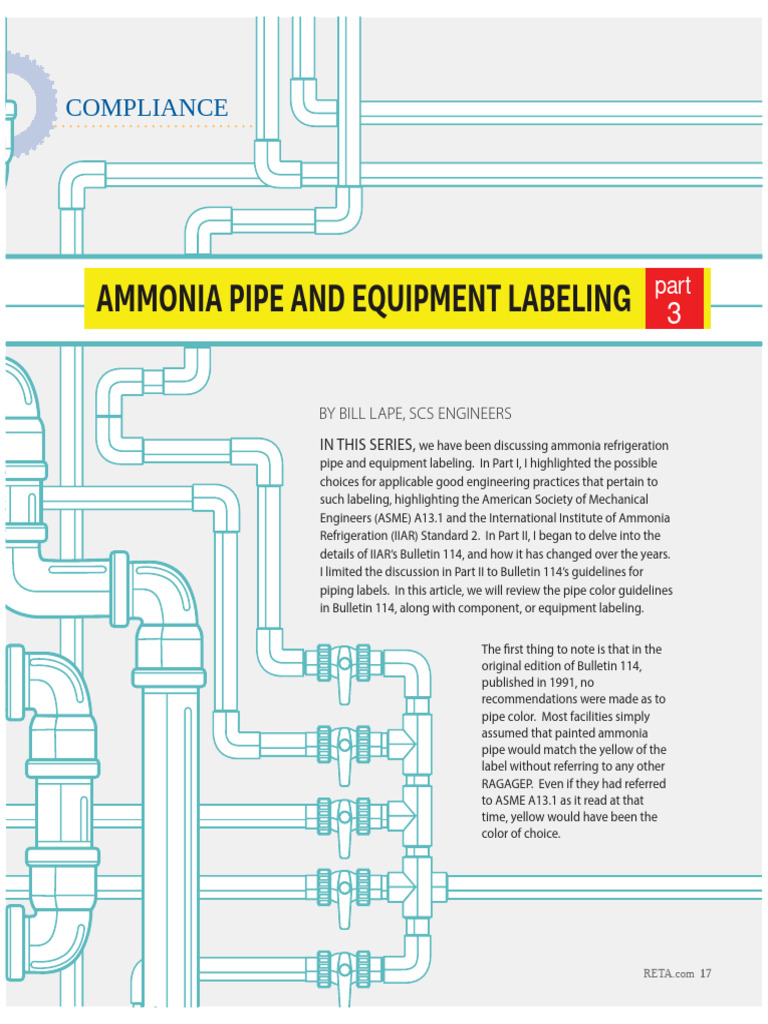 Ammonia Pipe Equipment Labeling Part III RETA Breeze Jan Feb PDF