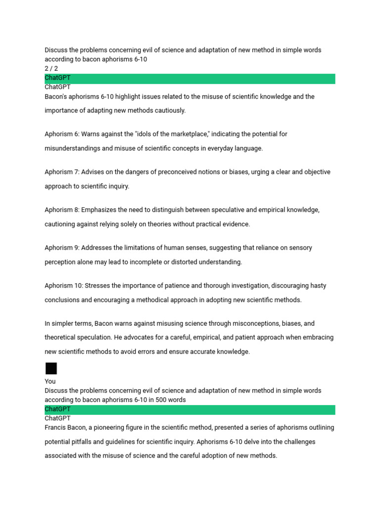 Bacon's Aphorisms on Science Misuse | PDF | Scientific Method | Mind
