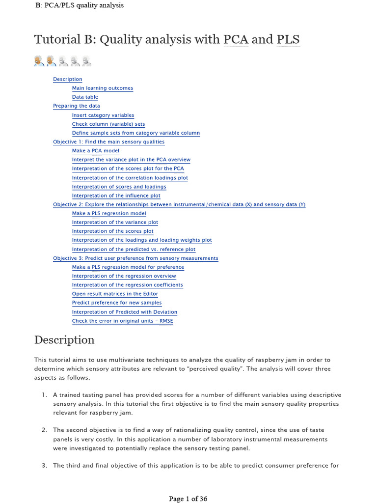 Quality Analysis With PCA and PLS - MTK337 | PDF | Principal Component ...