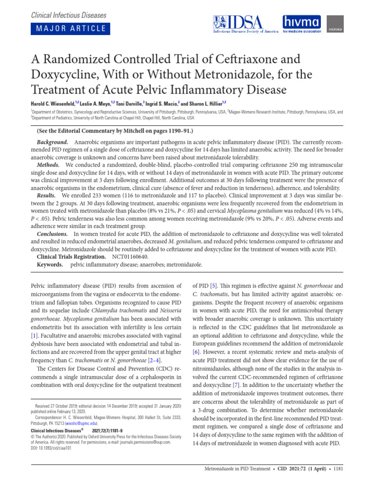 Metronidazole And Doxycycline Treatment