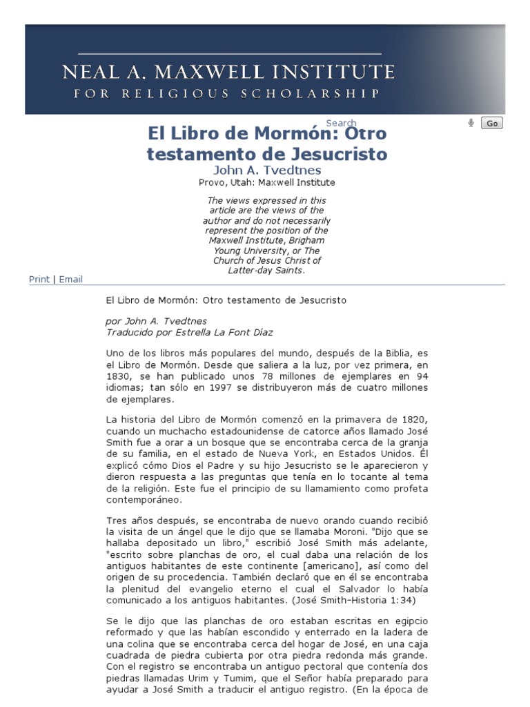 El Libro de Mormón Otro Testamento de Jesucristo - Maxwell Institute ...