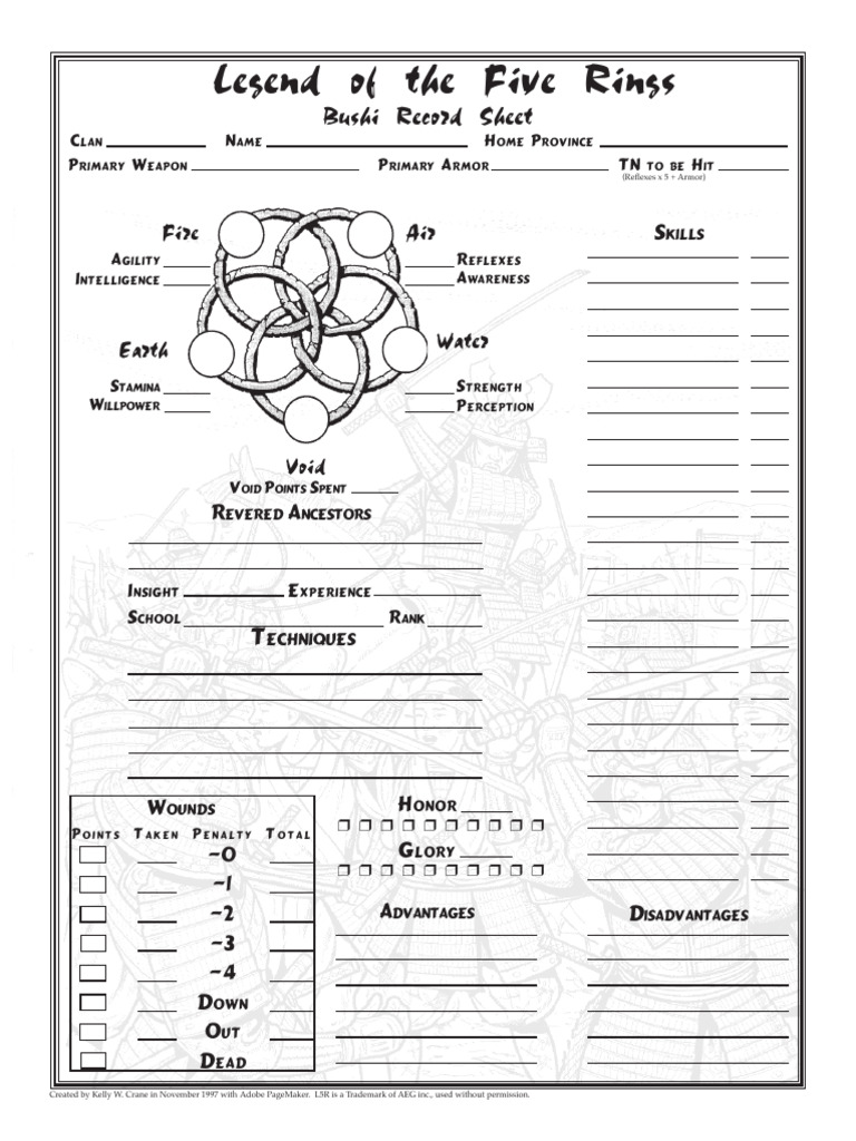 1st Edition - Character Sheet (Bushi) | PDF | Role Playing | Entertainment