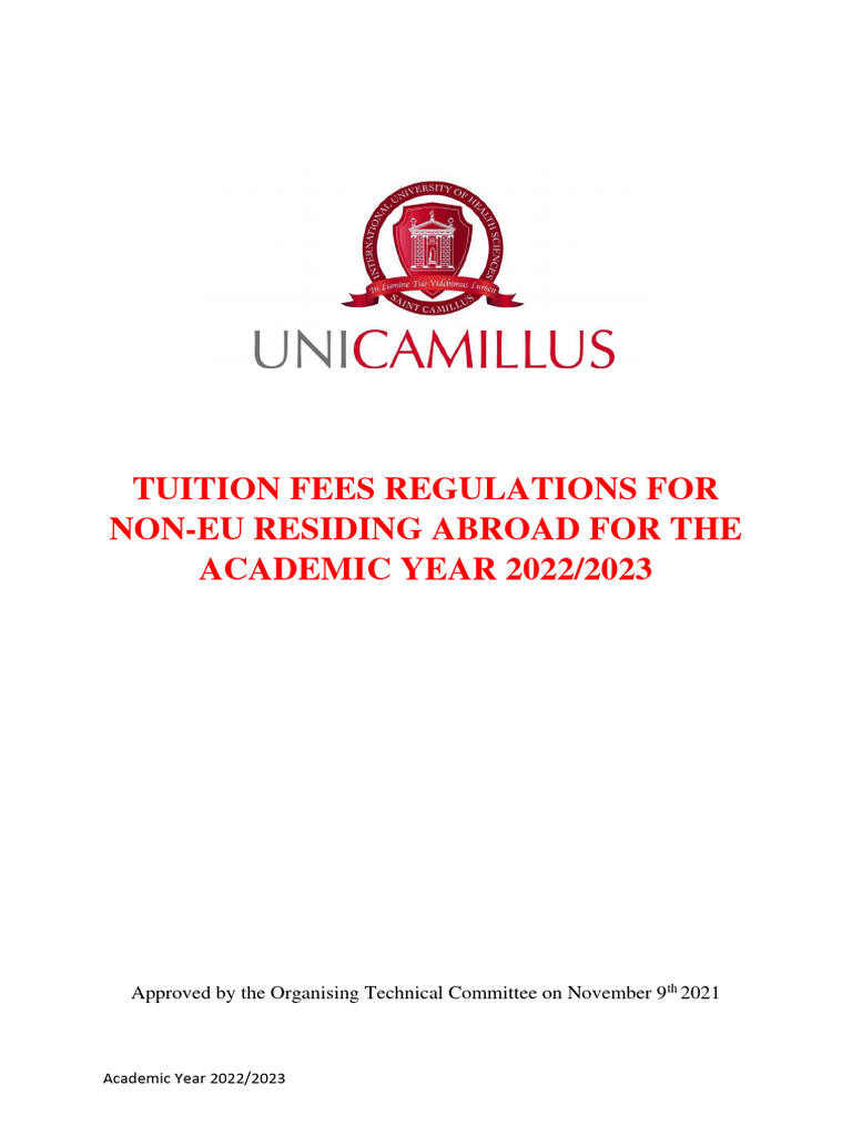 56 Regulation Tuition Fees Regulation Non UE 2022 2023 | PDF ...
