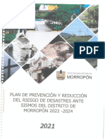 12878 Plan de Prevencion y Reduccion Del Riesgo de Desastres Ante Sismos Del Distrito de Morropon 2022 2024