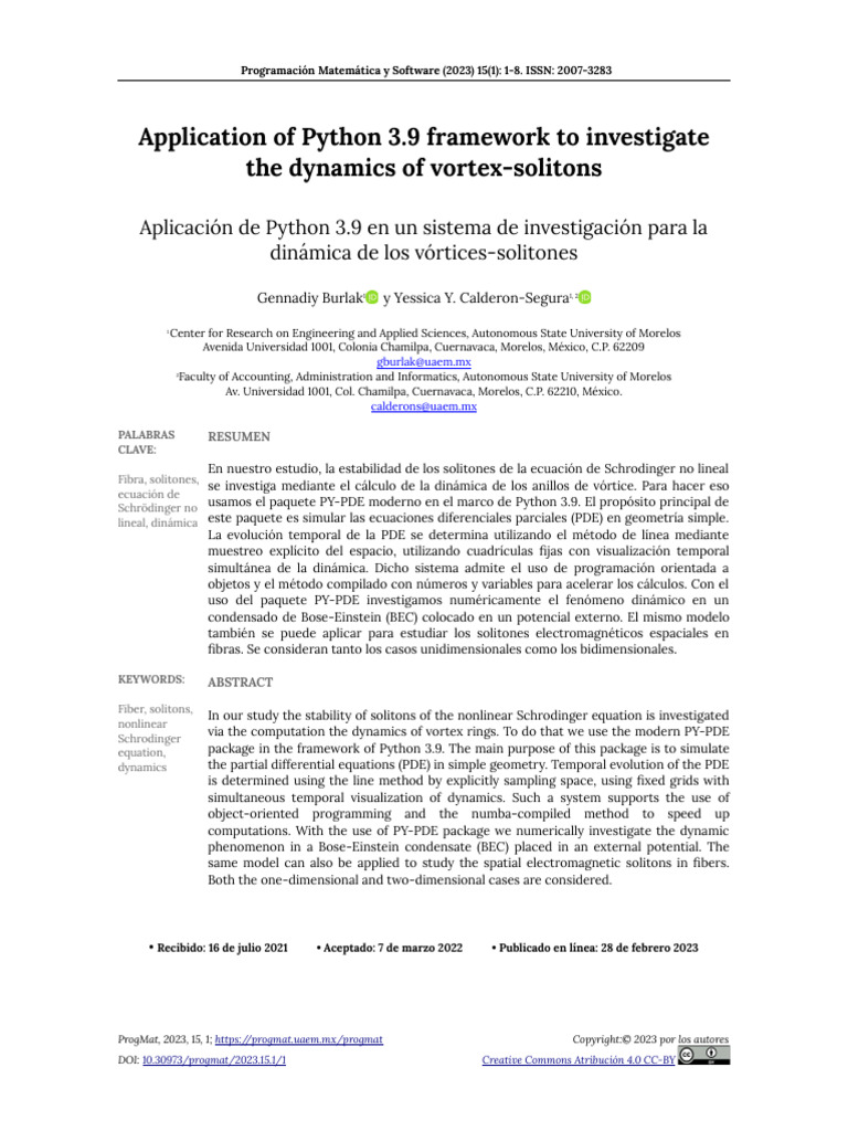 Application of python 3 9 framework to investigate the dynamics of