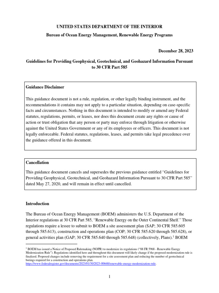 BOEM Guidelines for Site Investigations | PDF | Reflection Seismology ...