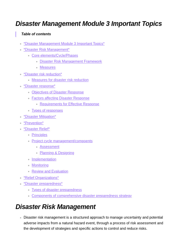Key Topics in Disaster Management | PDF | Emergency Management | Risk ...