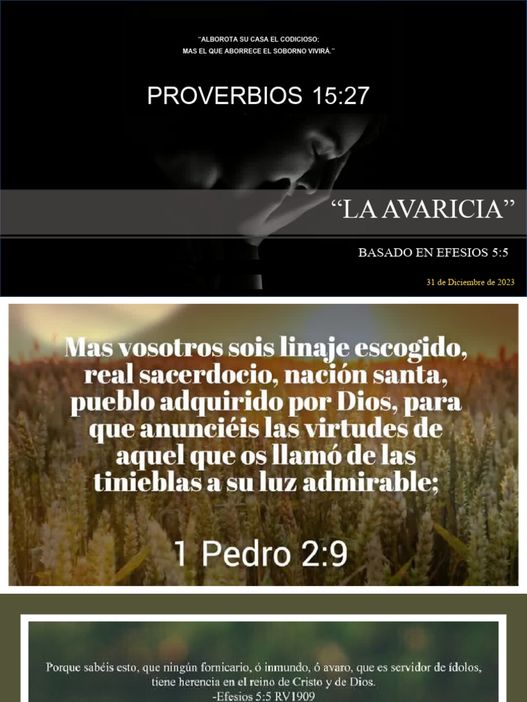 Reflexiones sobre la Avaricia en la Biblia | PDF | Codicia | Vida ...