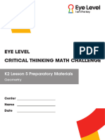 Eye Level Critical Thinking Math Challenge: K2 Lesson 5 Preparatory Materials