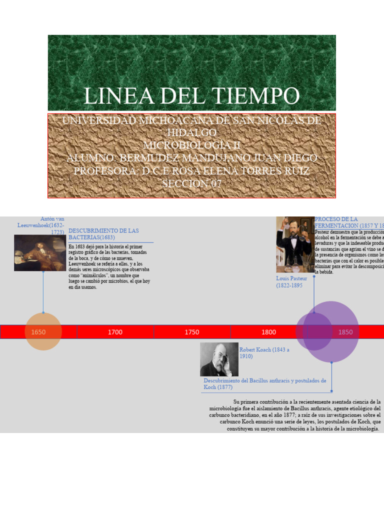 Línea del Tiempo de la Microbiología | PDF | Microbiología | Luis Pasteur