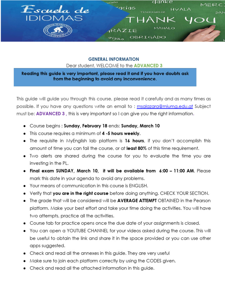 INITIAL GUIDE - ADVANCED 3 LEVEL 4 - Module B | PDF | Speech | Grammar
