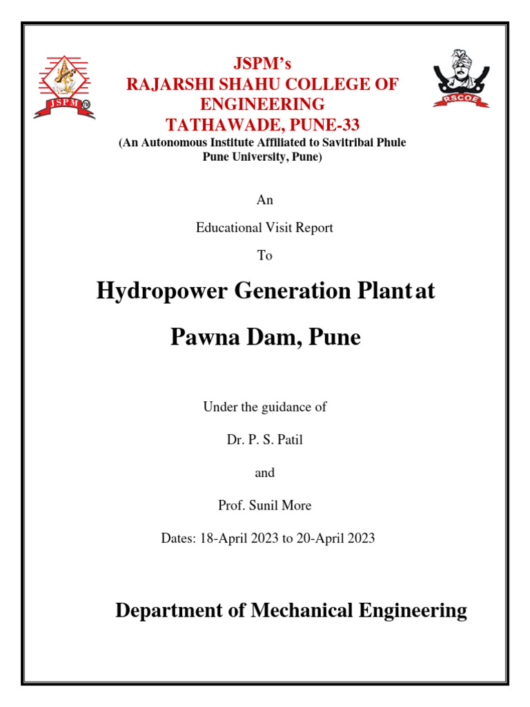 VISIT REPORTHydropower Plant Report PDF Hydroelectricity