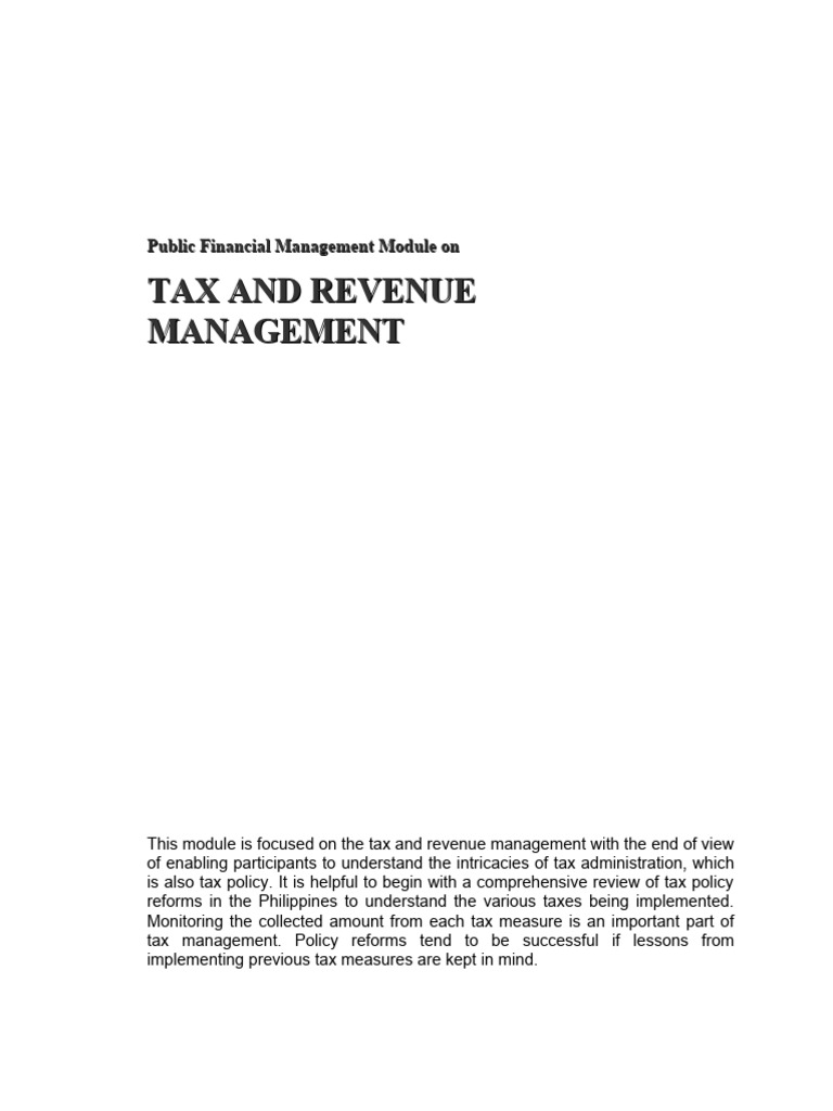 Module On Tax and Revenue Management - 1665451458 | PDF | Taxes | Value ...