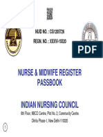 Nurse & Midwife Register Passbook Indian Nursing Council: NUID NO.: CG1205726 REGN. NO.: XXXVI-15520