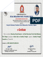 E-Certificate: Zulal Bhilajirao Patil College, Dhule