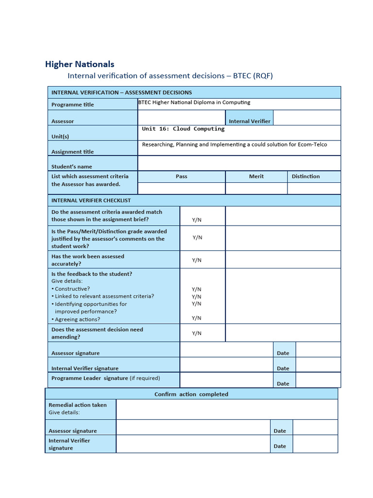 Internal Verification for Cloud Computing Assignment | PDF | Cloud ...